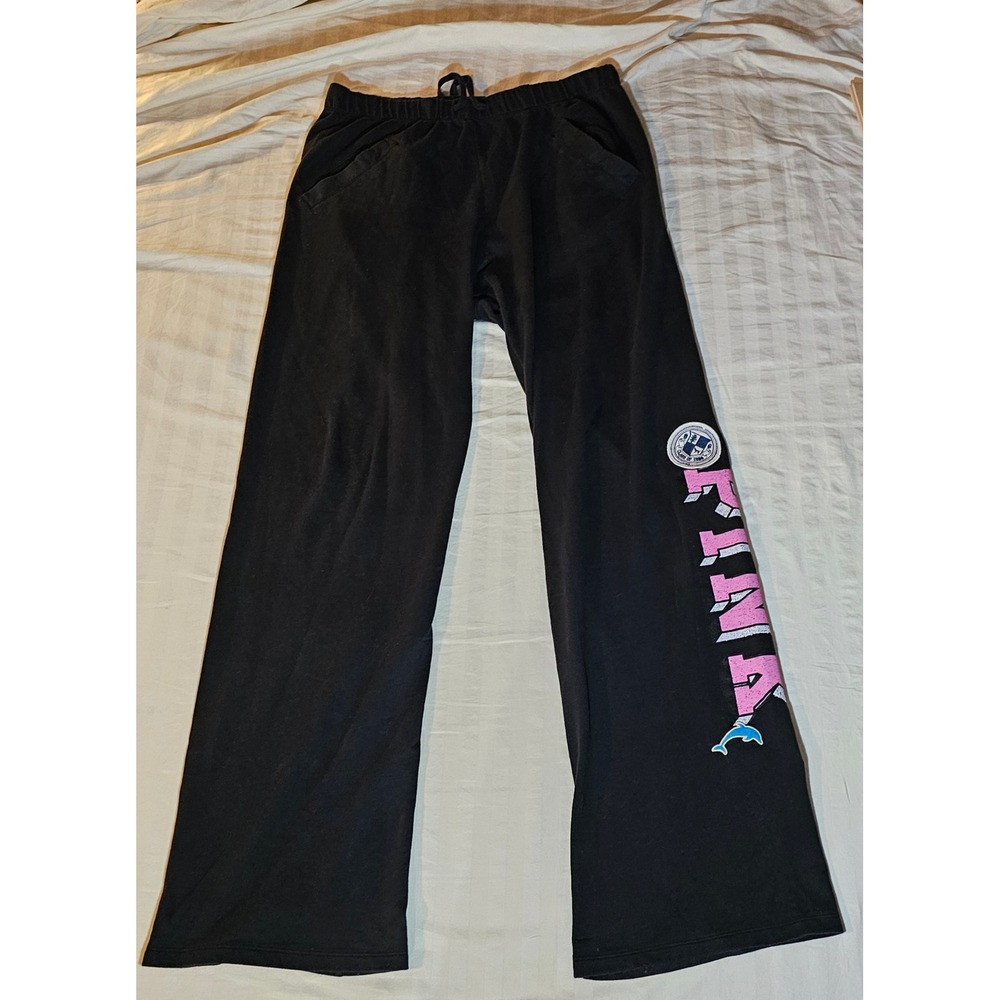 PINK Victoria's Secret Sweatpants Wide Leg Lounge Drawstring Black S